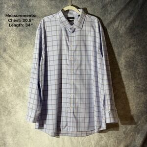 Lauren Ralph Lauren Mens 20 Tall Fit Stretch Dress Shirt Blue Orange Plaid 36/37